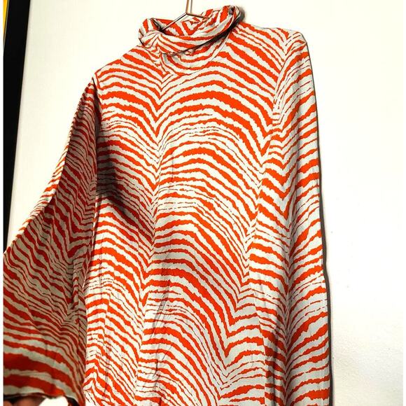Proenza Schouler Women's White Orange Geometric Zebra Turtleneck Top Size XL - Picture 5 of 12